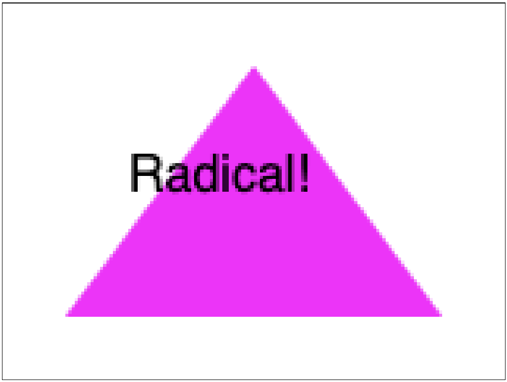 Pixelated magenta triangle with the word Radical