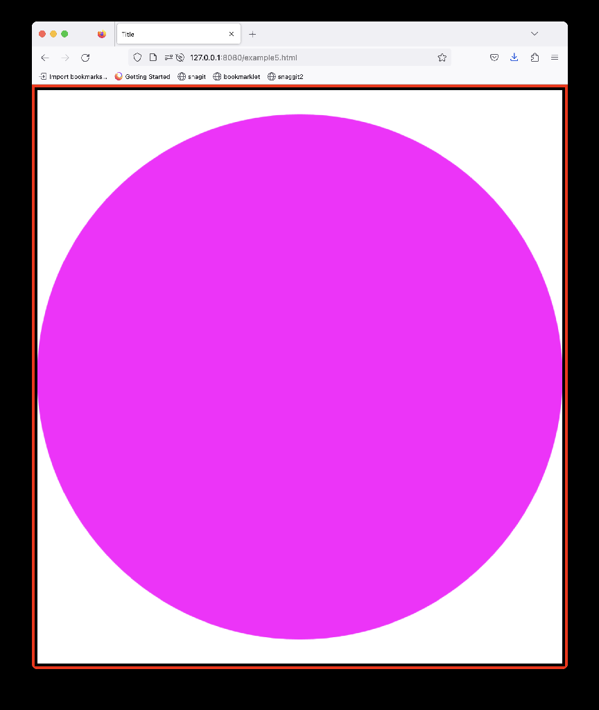 Responsive canvas with a magenta circle after resize handling